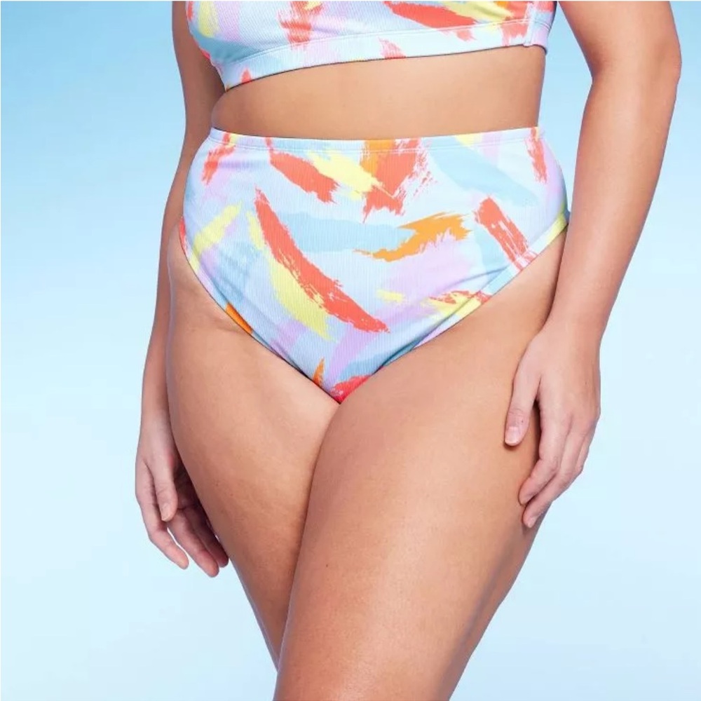 NWT Wild Fable High Leg Cheeky Bikini Bottoms - Picture 2 of 7